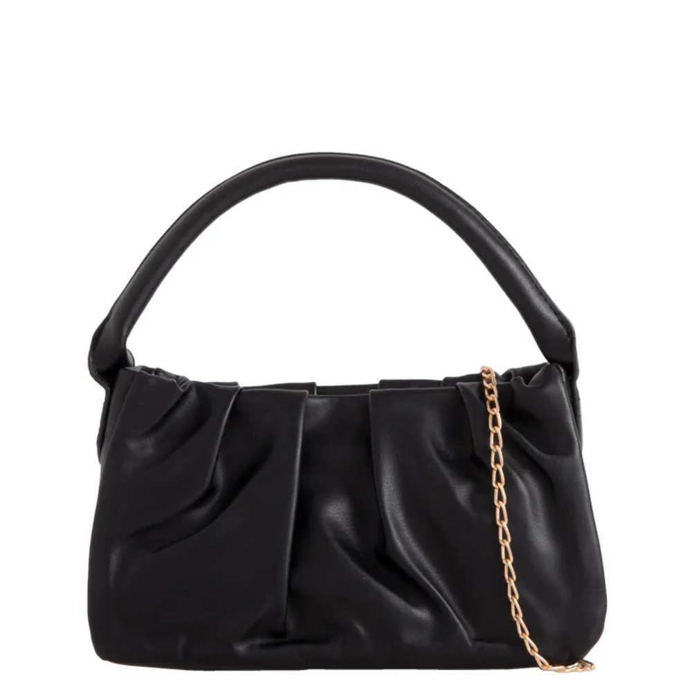 Scrunch Bag with Handle and Gold Chain Strap - Small