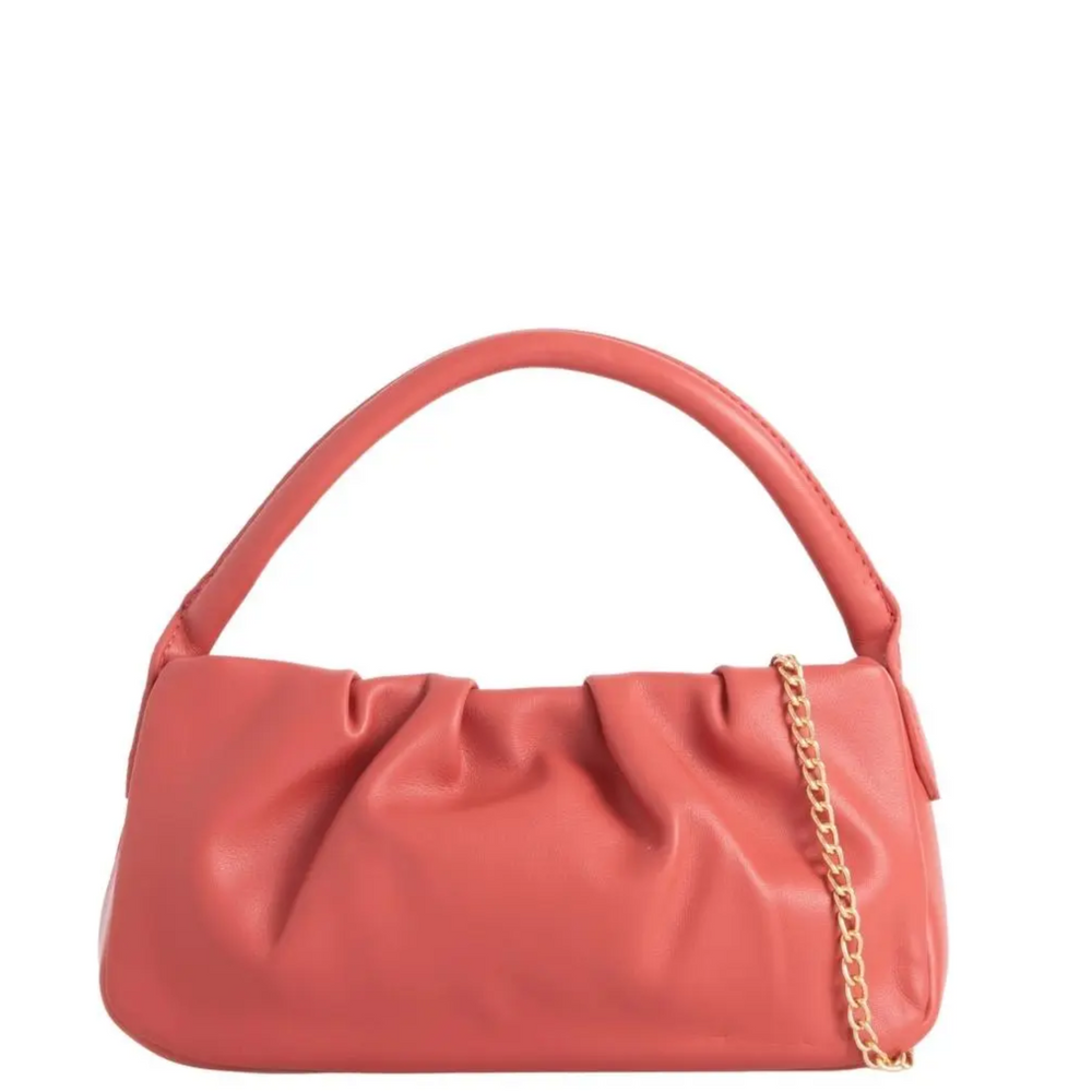 
                      
                        Scrunch Bag with Handle and Gold Chain Strap - Small
                      
                    