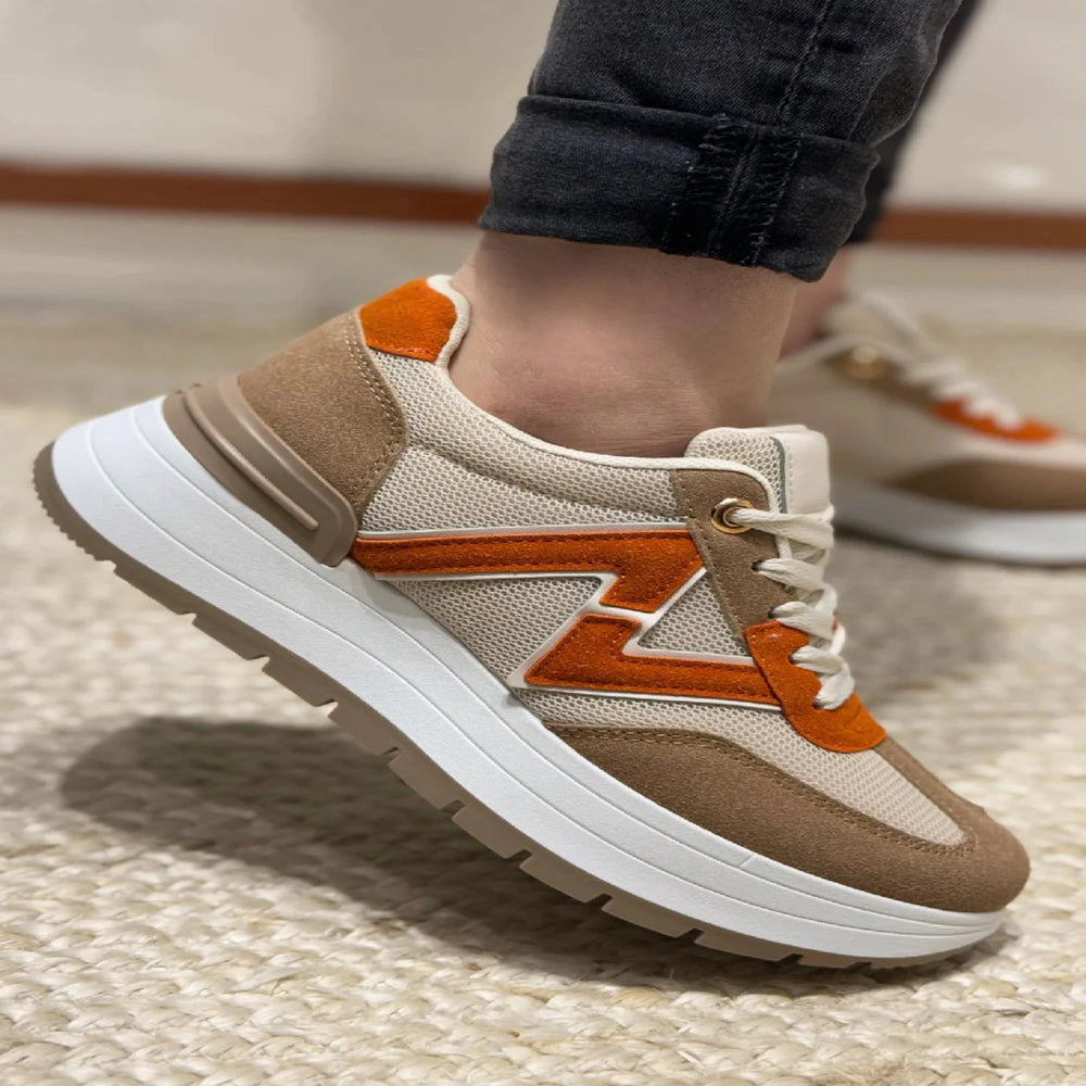 Designer Inspired Orange/Taupe  Chunky Trainer