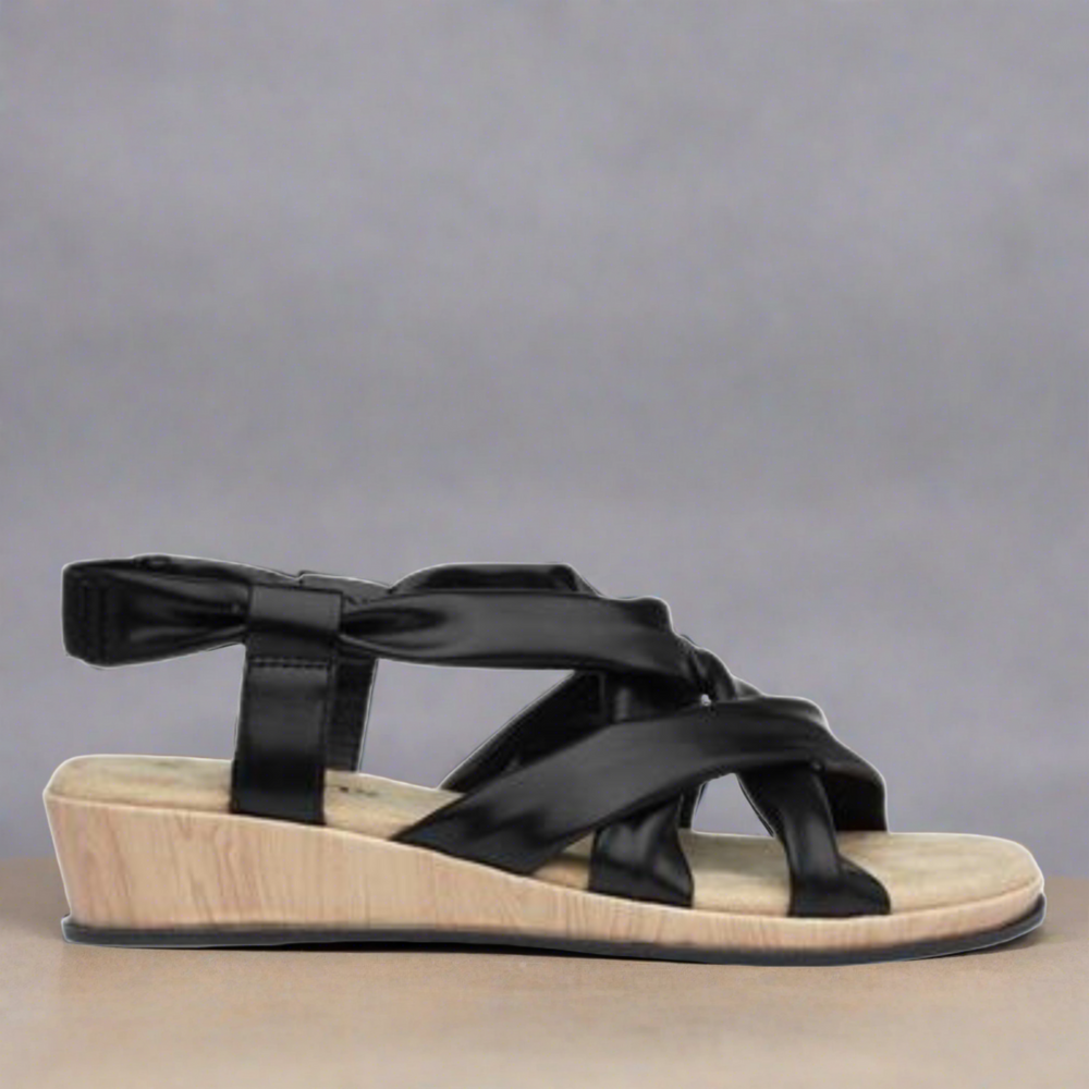 Sprox Black Wedge Sandal