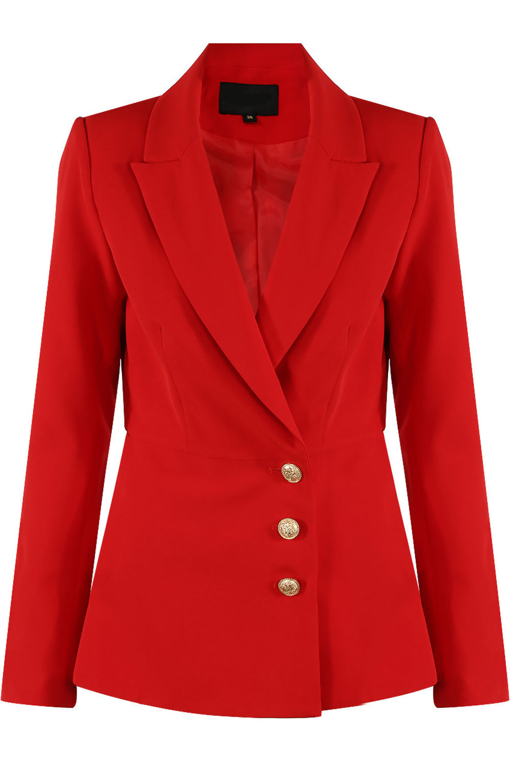 Red Double Breast Flare Hem Blazer