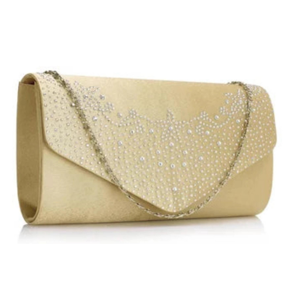 Gold Satin Clutch Bag